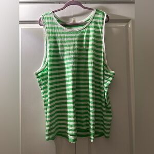 Caslon Green and White Striped Tank Top